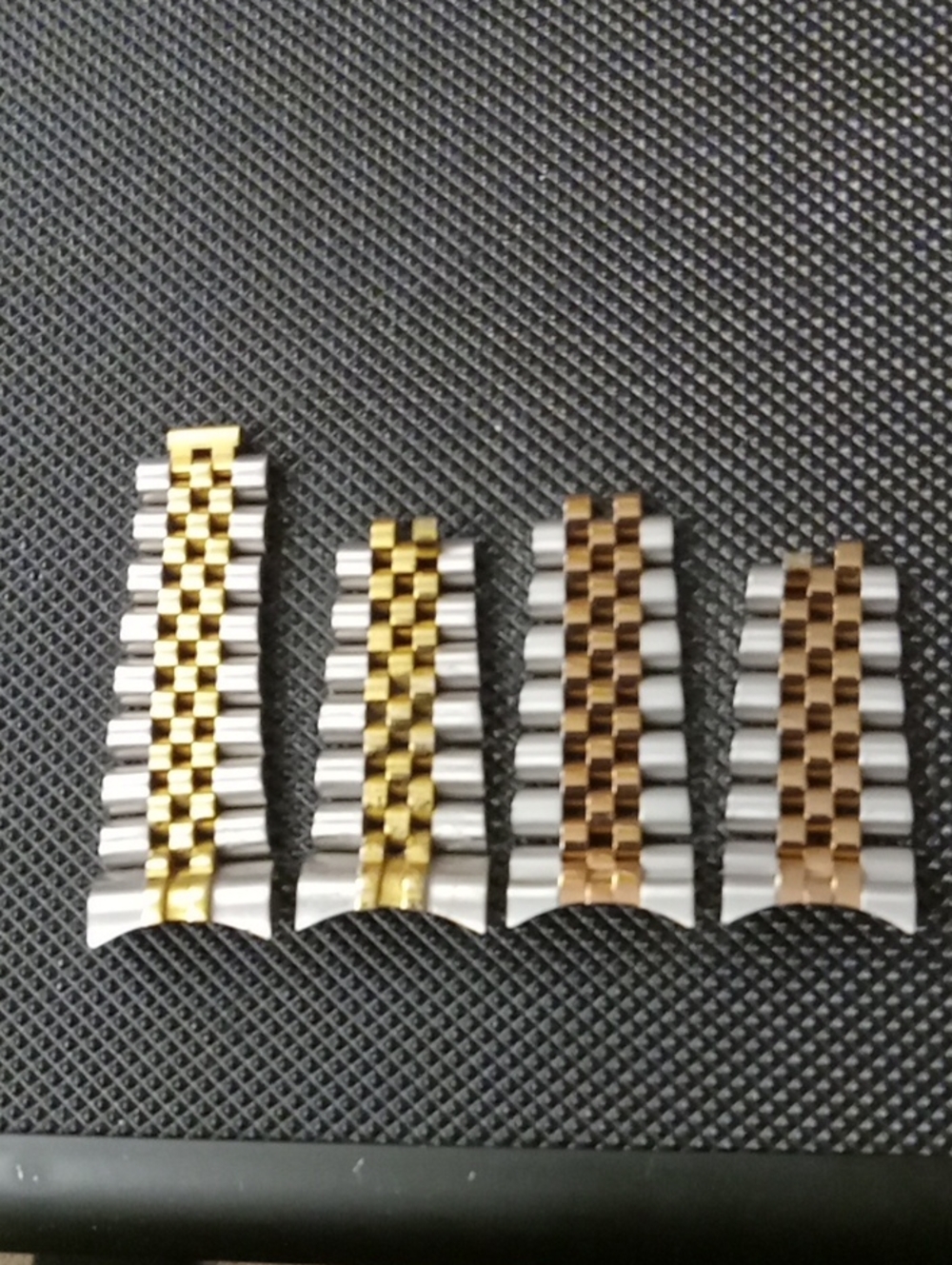 Two-Tone Men's Stainless Steel Watch Bands with Gold and Rose Gold Centers